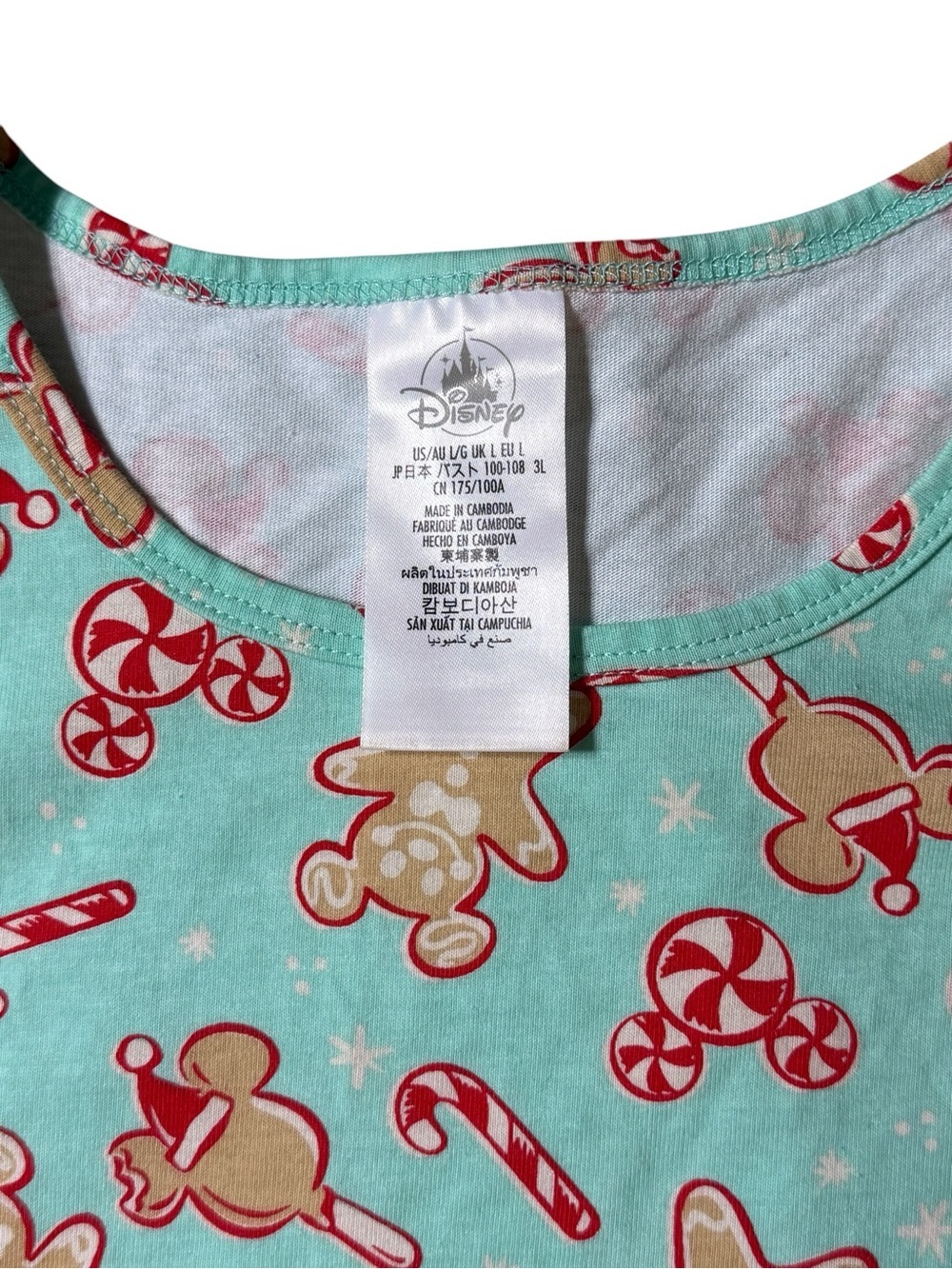 Disney gingerbread and candy Mickey Mouse Bars adult Christmas pajamas Large - Picture 2 of 5
